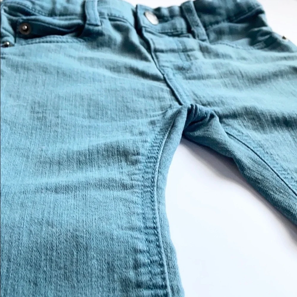 Zara Teal Spring Stretchy Denim Jeans Infant Size 9-12 Months